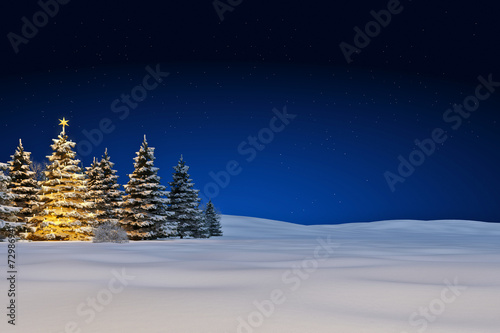 Schneelandschaft mit Weihnachtsbaum