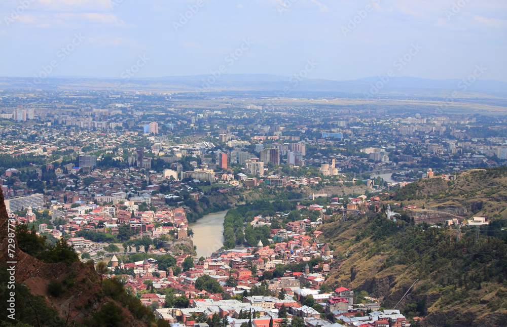 aerial view of Tbilisi, Georgia