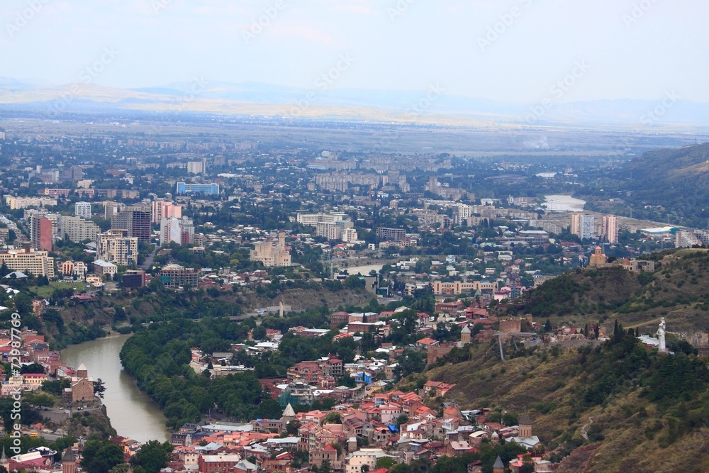 aerial view of Tbilisi, Georgia