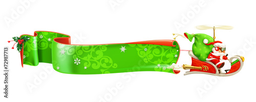 Santa Claus on sledge, vector banner