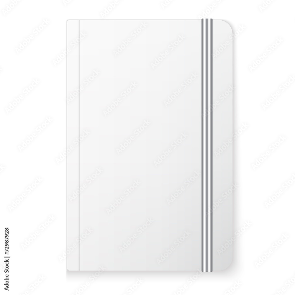 Blank copybook template with elastic band