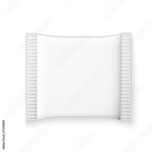 Blank white plastic sachet for medicine