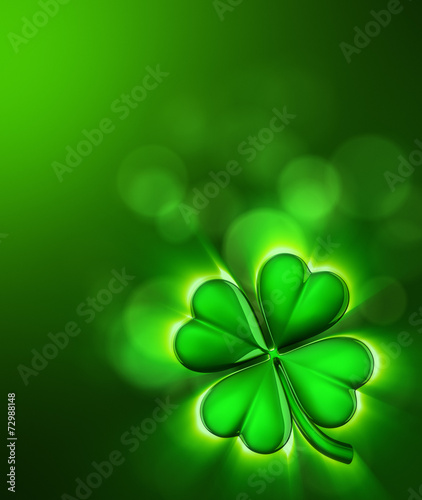 Clover leaf on the green background
