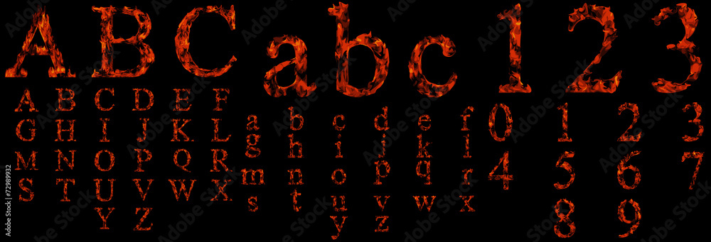 Conceptual hot red fire flame font