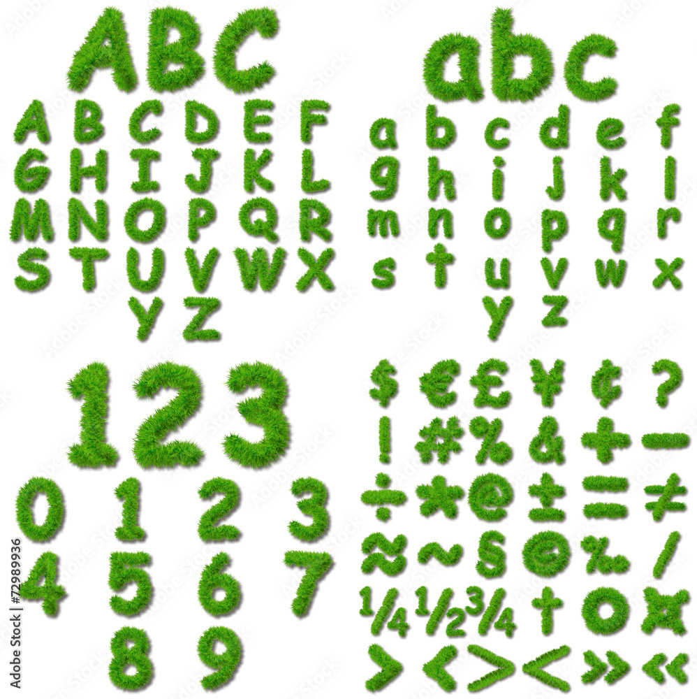 Conceptual green grass font Conceptual green grass font