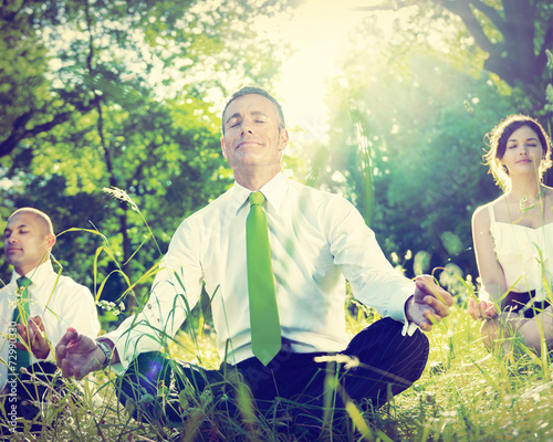 Business People Yoga Relaxation Wellbeing Concept