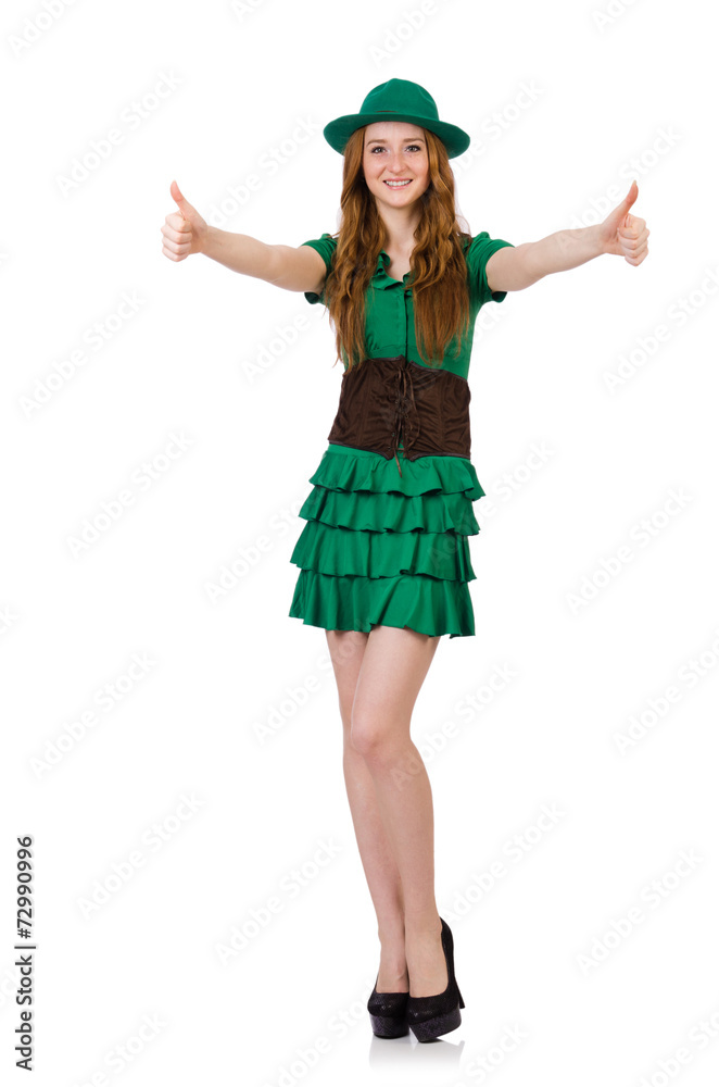 Woman in saint patrick concept Woman in saint patrick concept