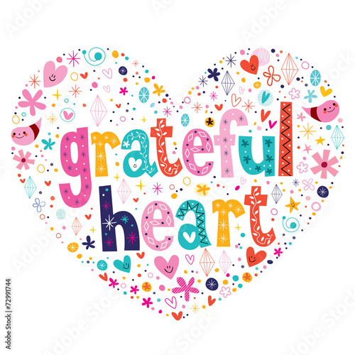 grateful heart typography lettering card
