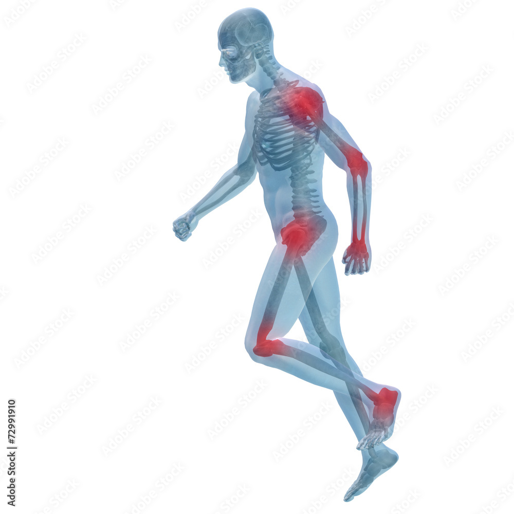 3D human man anatomy with articular pain 3D human man anatomy with articular pain