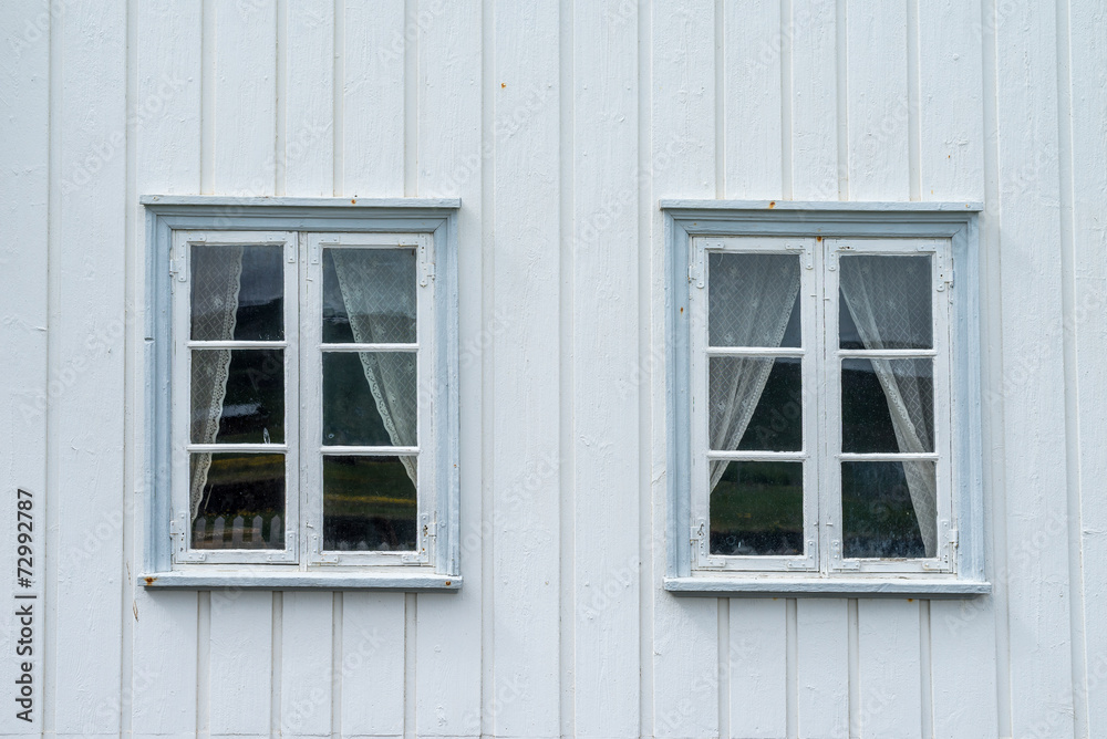 Detail view of windows on typical icelandic house. Detail view of windows on typical icelandic house.