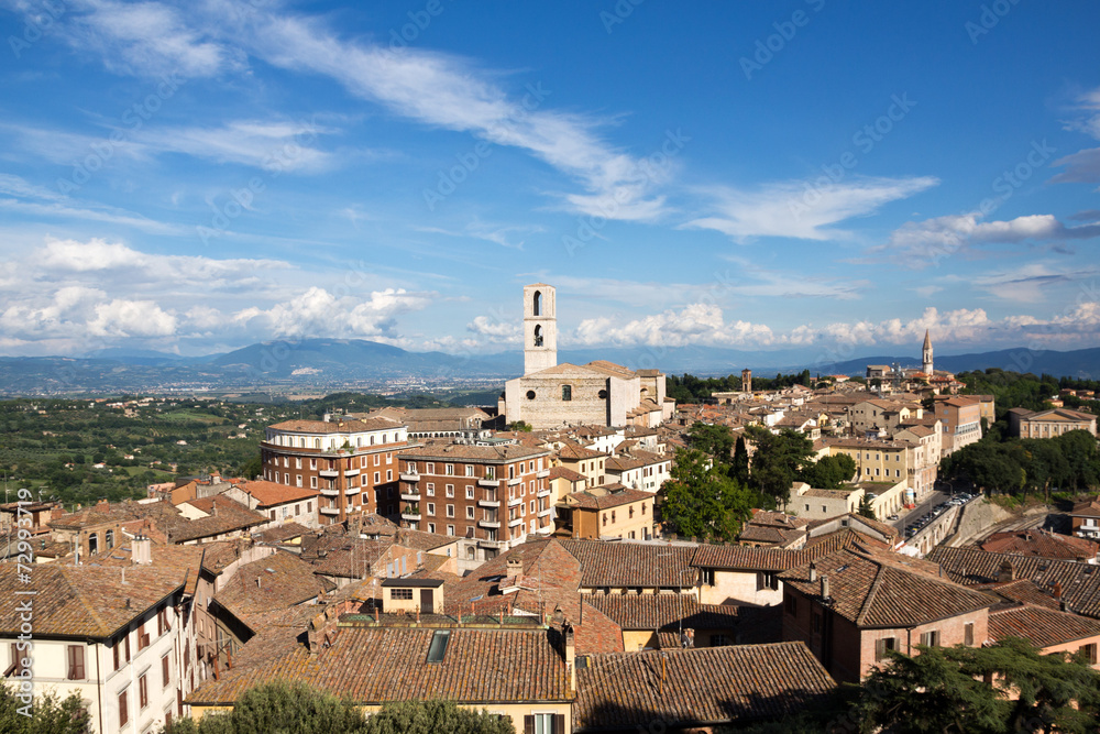 Perugia cityscape, view on San Domenico church