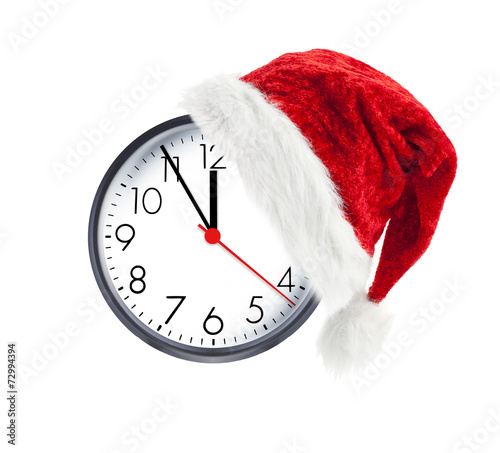 Uhr mit Weihnachtsmütze