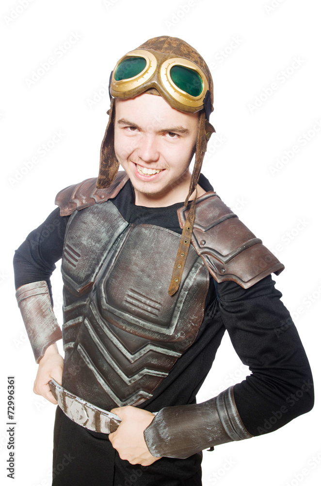 Funny pilot with goggles isolated on white Funny pilot with goggles isolated on white