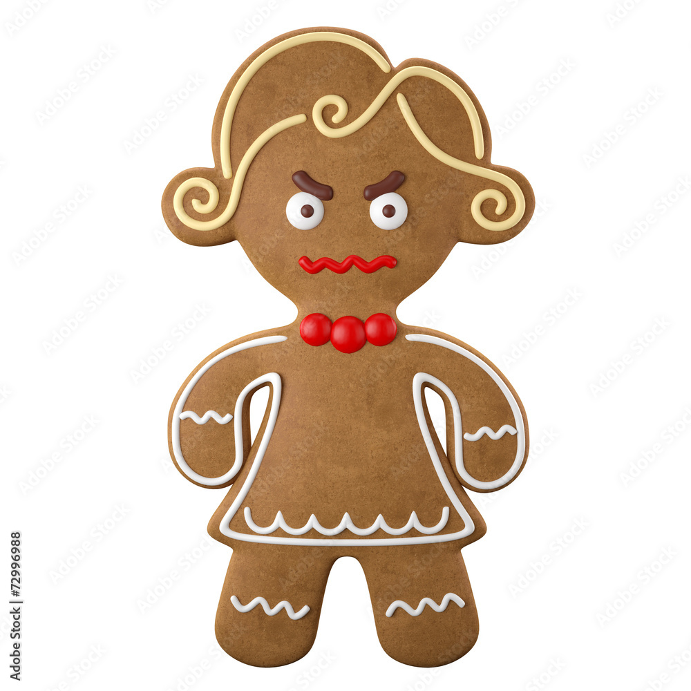 Fototapeta premium Funny 3d christmas icon, gingerbread isolated on white background