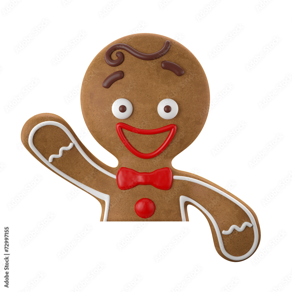 Obraz premium 3d character, cheerful gingerbread, Christmas funny decoration