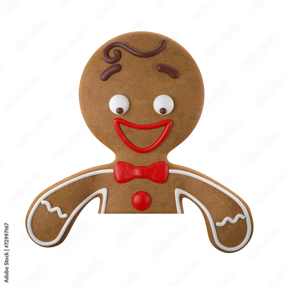 Obraz premium 3d character, cheerful gingerbread, Christmas funny decoration
