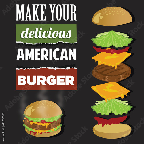 Delicious American Burger Vector Illustration