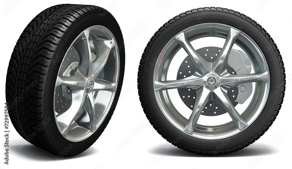 Obraz premium Car whees on white background