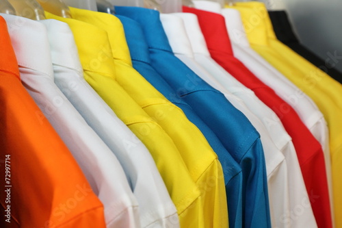 colorful polo shirt on a hanger