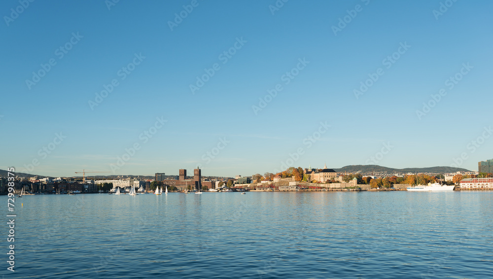 Oslo harbour with copy space panoramic