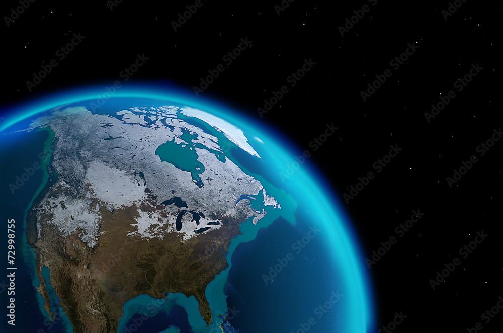 Fototapeta premium North America continent from outer space