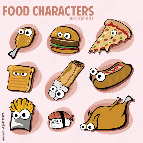 Funny Various Cartoon Fast Food Characters