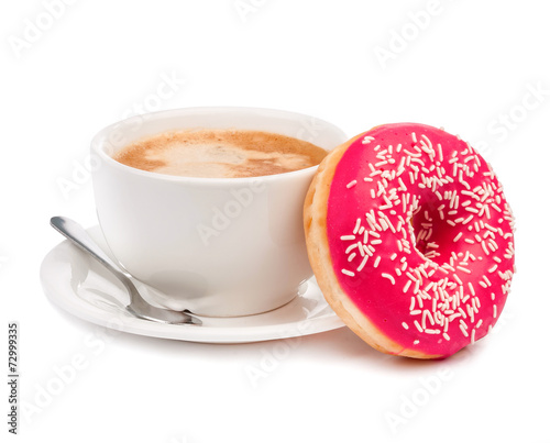 donut and coffee isolated