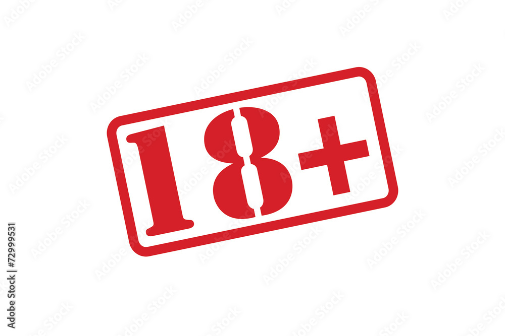 18+ Rubber Stamp vector over a white background. 18+ Rubber Stamp vector over a white background.