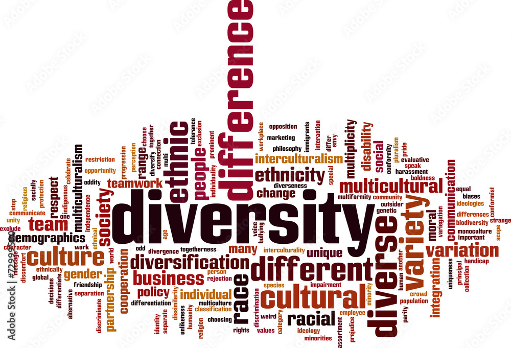 Diversity word cloud concept. Vector illustration