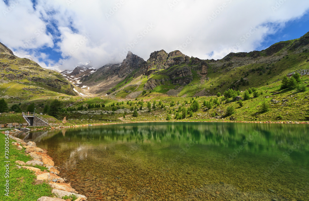 Obraz premium Trentino - small lake in Pejo Valley, Italy