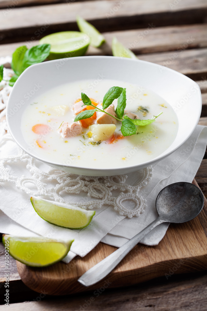 Finnish salmon soup