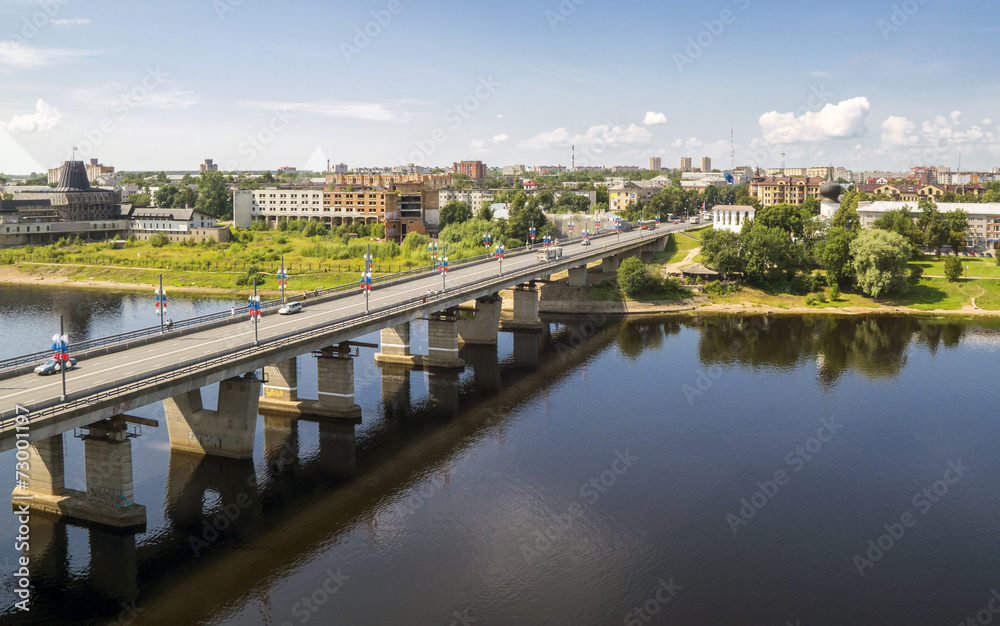 The bridge on Velokaya river in Pskov city