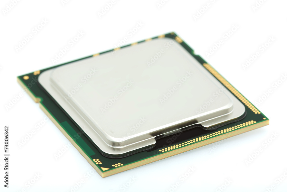 Computer processor isolated on white, narrow focus Computer processor isolated on white, narrow focus