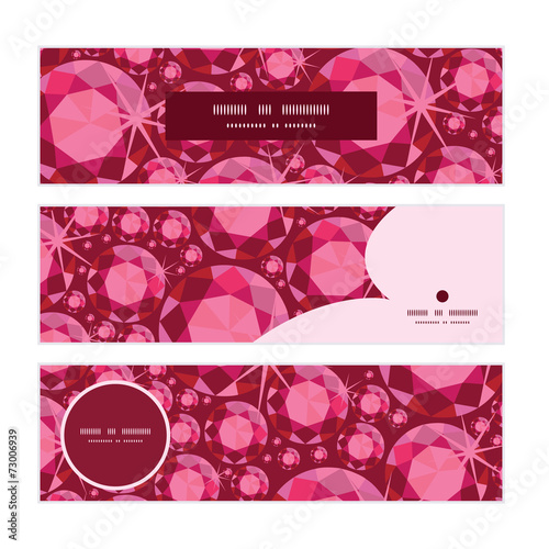 Vector ruby horizontal banners set pattern background