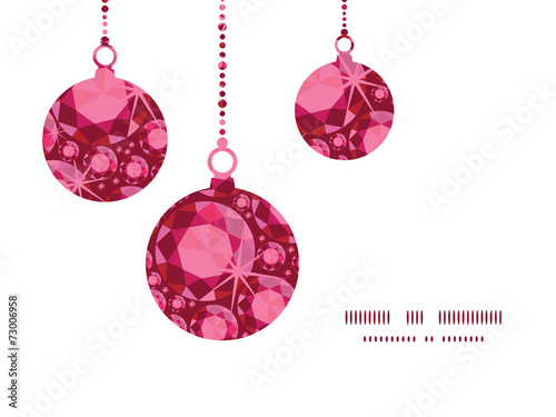 Vector ruby Christmas ornaments silhouettes pattern frame card