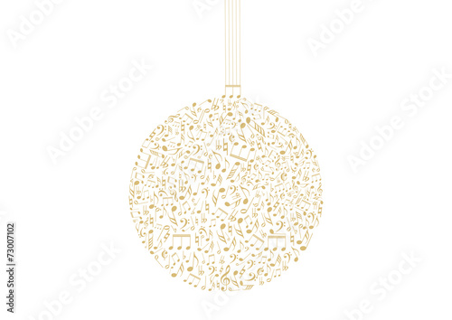 Golden Christmas ball with music ornament