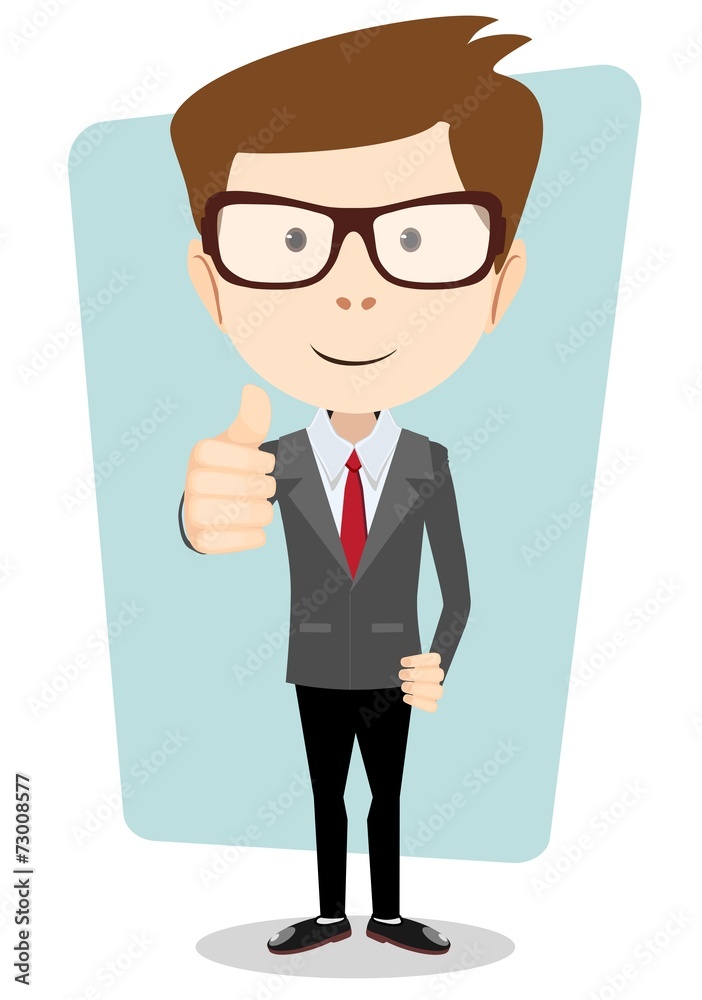 Smiling and winking cartoon business man giving the thumbs up. Smiling and winking cartoon business man giving the thumbs up.