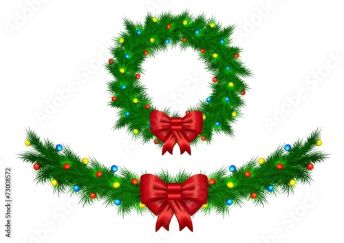 Christmas garland with colorful lights vector illustration isola