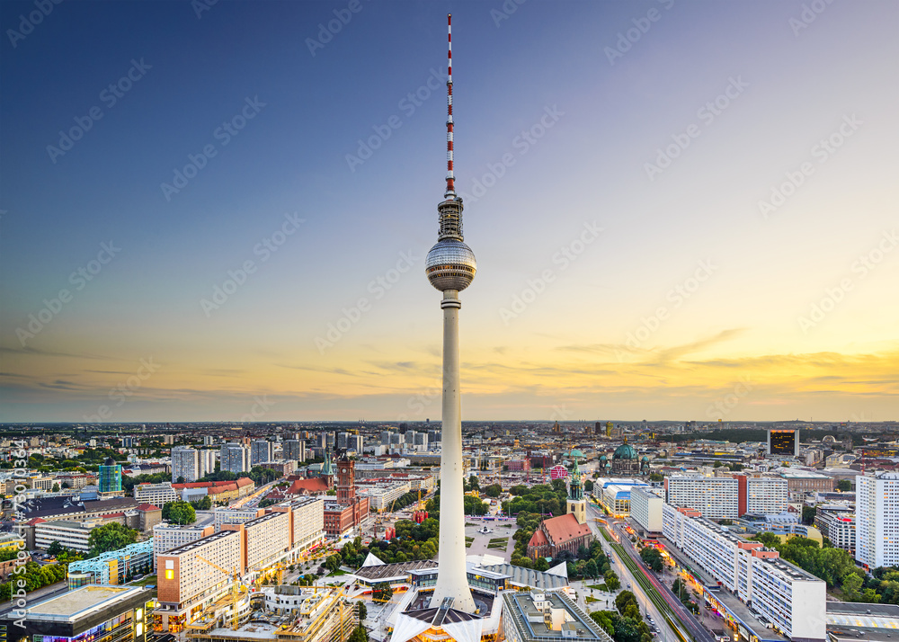 Berlin, Germany City Skyline - obrazy, fototapety, plakaty 
