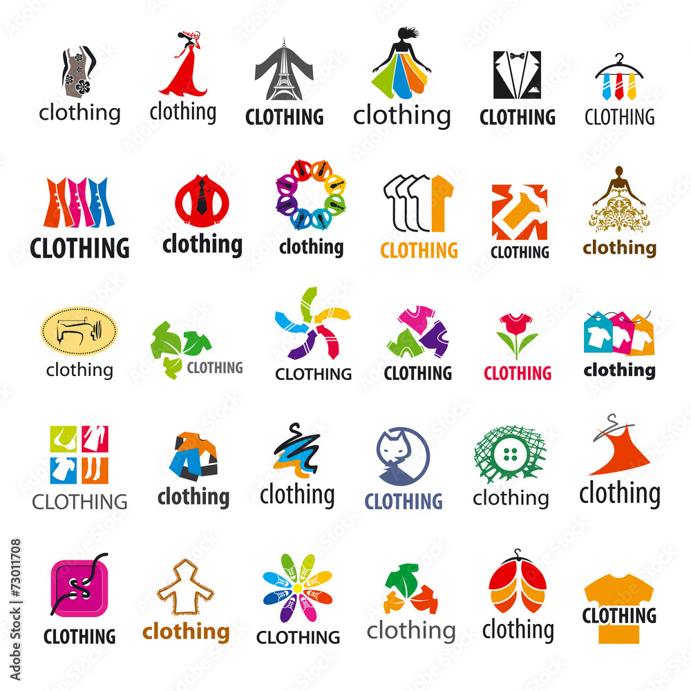 large set of vector logos clothing - obrazy, fototapety, plakaty 