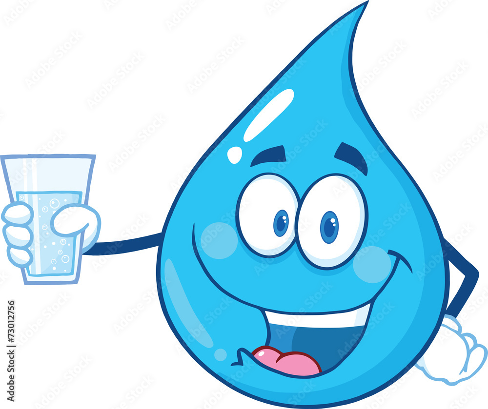 Water Drop Character Holding A Water Glass Water Drop Character Holding A Water Glass