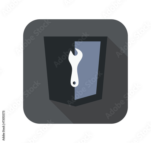 html5 styled web icon shield with tool silhouette isolated