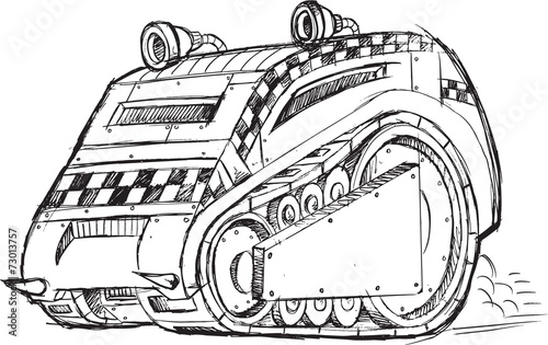 Armored Car Vehicle Sketch Vector Illustration Art