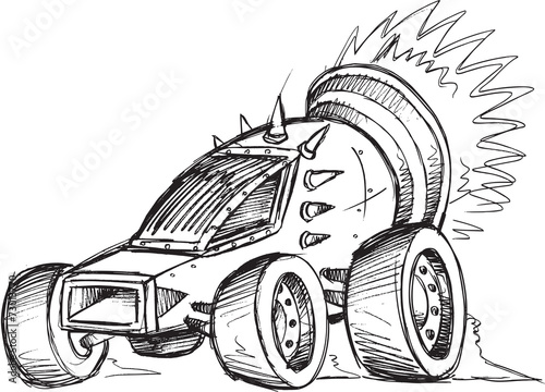 Armored Car Vehicle Sketch Vector Illustration Art