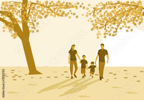 Family in the park on autumn