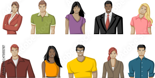 Group of cartoon young people