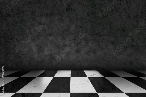 chess background interior in a dark room and moss on wall