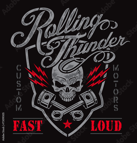 Motor skull and pistons crest graphic