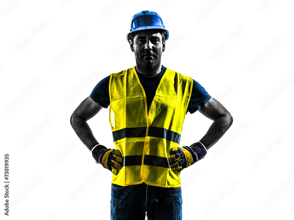 construction worker standing safety vest silhouette construction worker standing safety vest silhouette