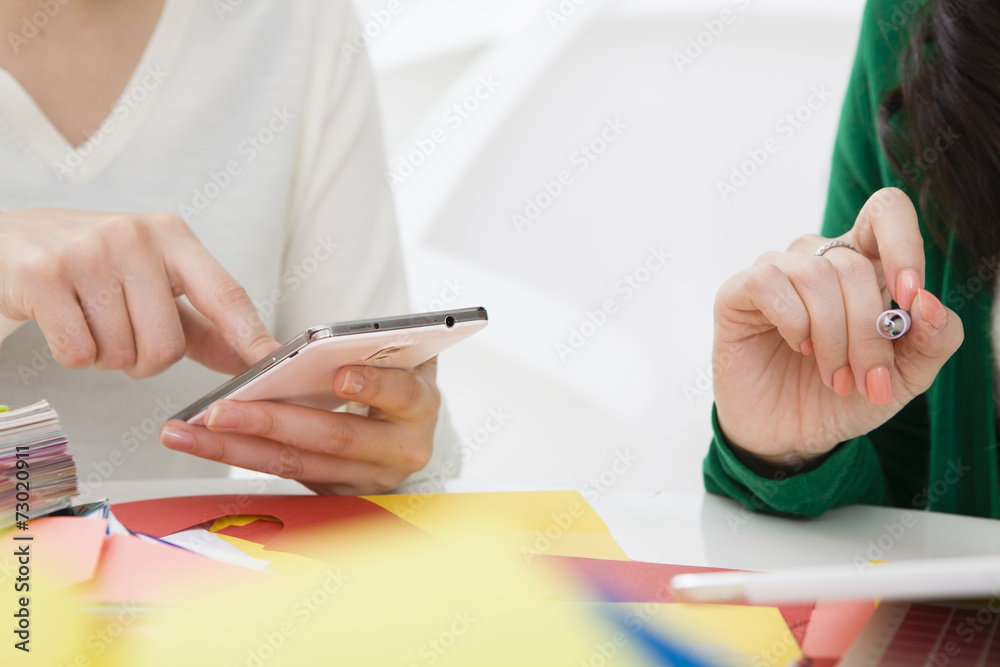Fototapeta premium Woman you are looking for a mobile phone